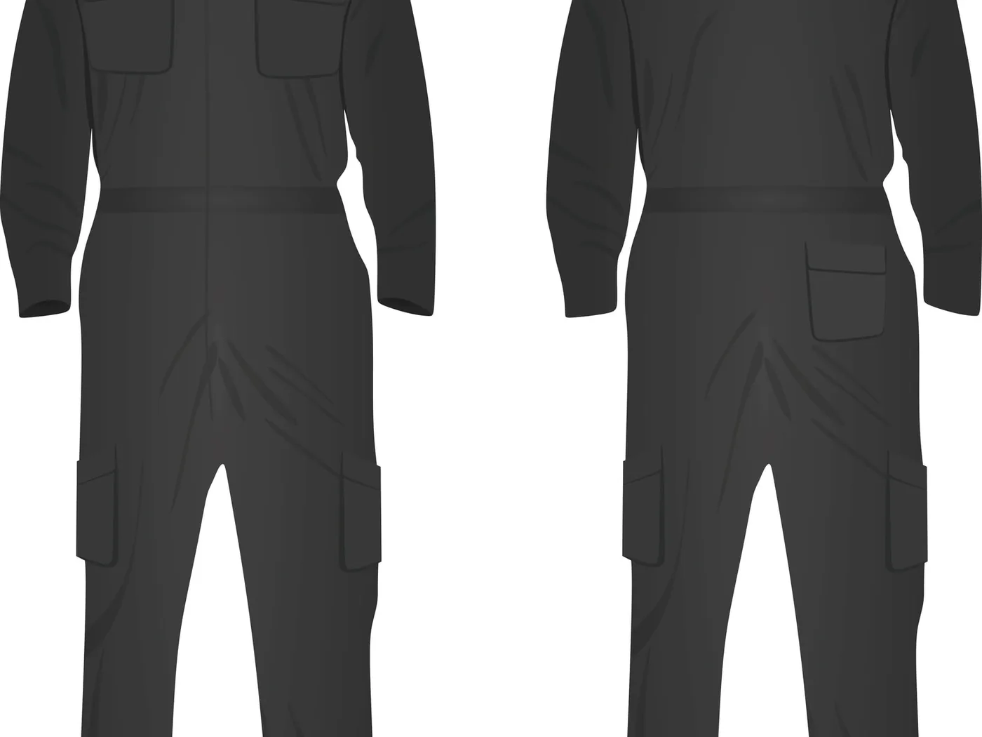 Workwear coveralls, front and back